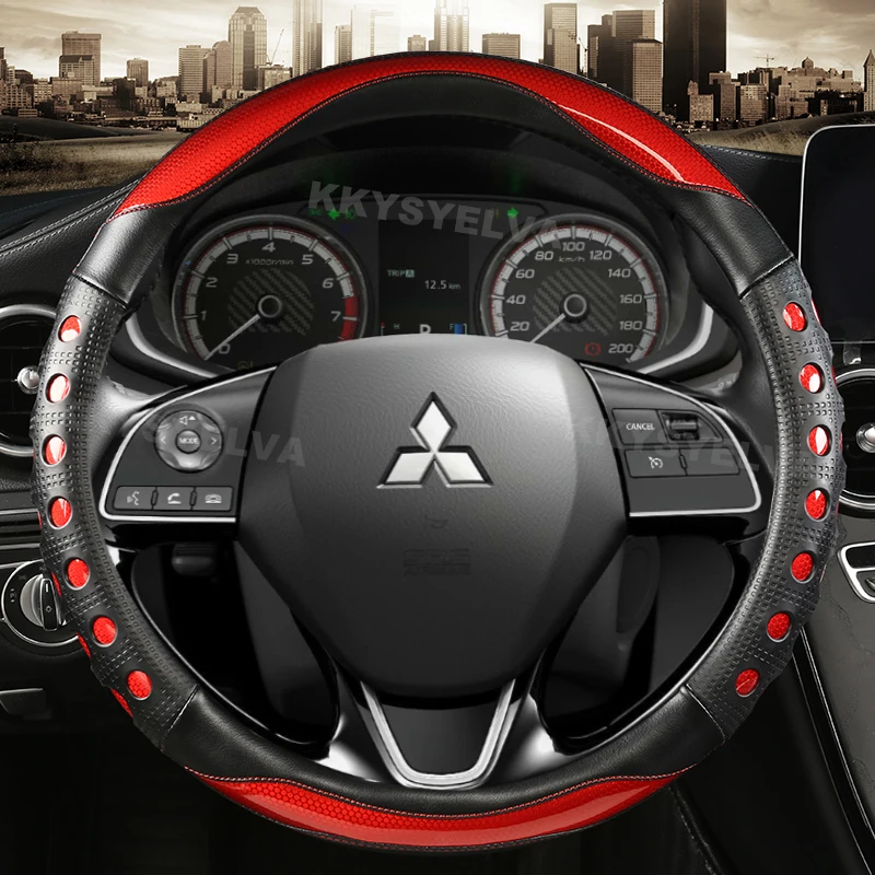 

Car Steering-Wheels Cover 38cm 15" For Mitsubishi ASX RVR Pajero Sport Outlander PHEV Airtrek Grandis lancer evo Eclipse Cross