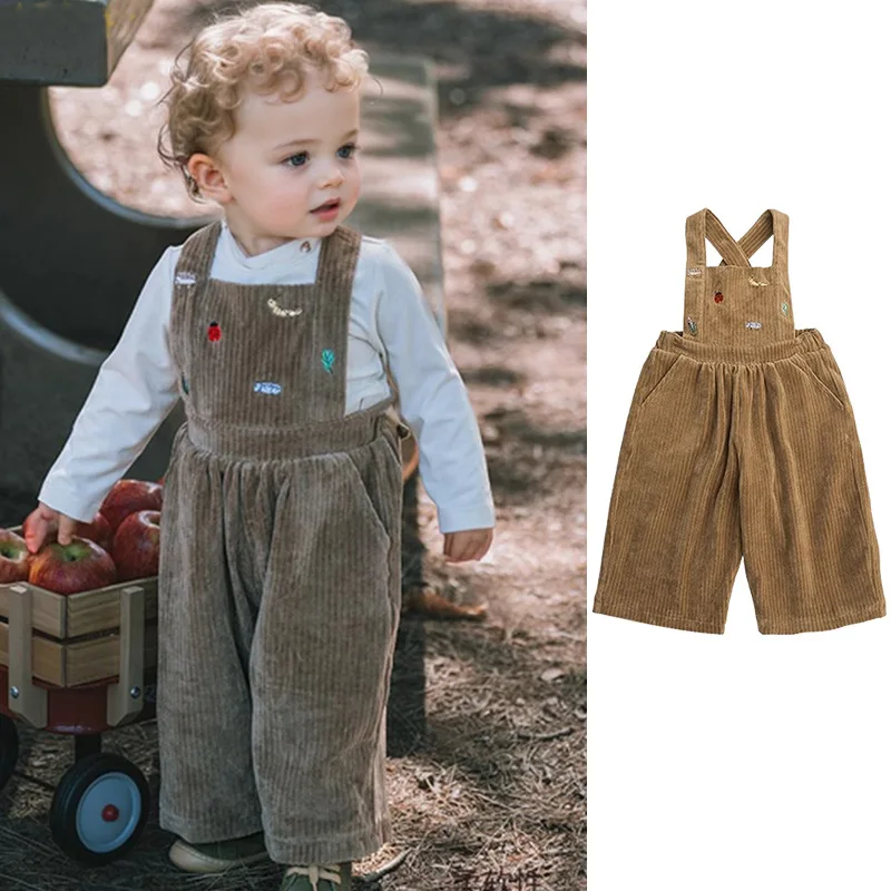 

2026 Fall Winter New Kids Overall Pants Boys Girls Cartoon Print Denim Overalls Baby Toddler Unisex Straps Coveralls