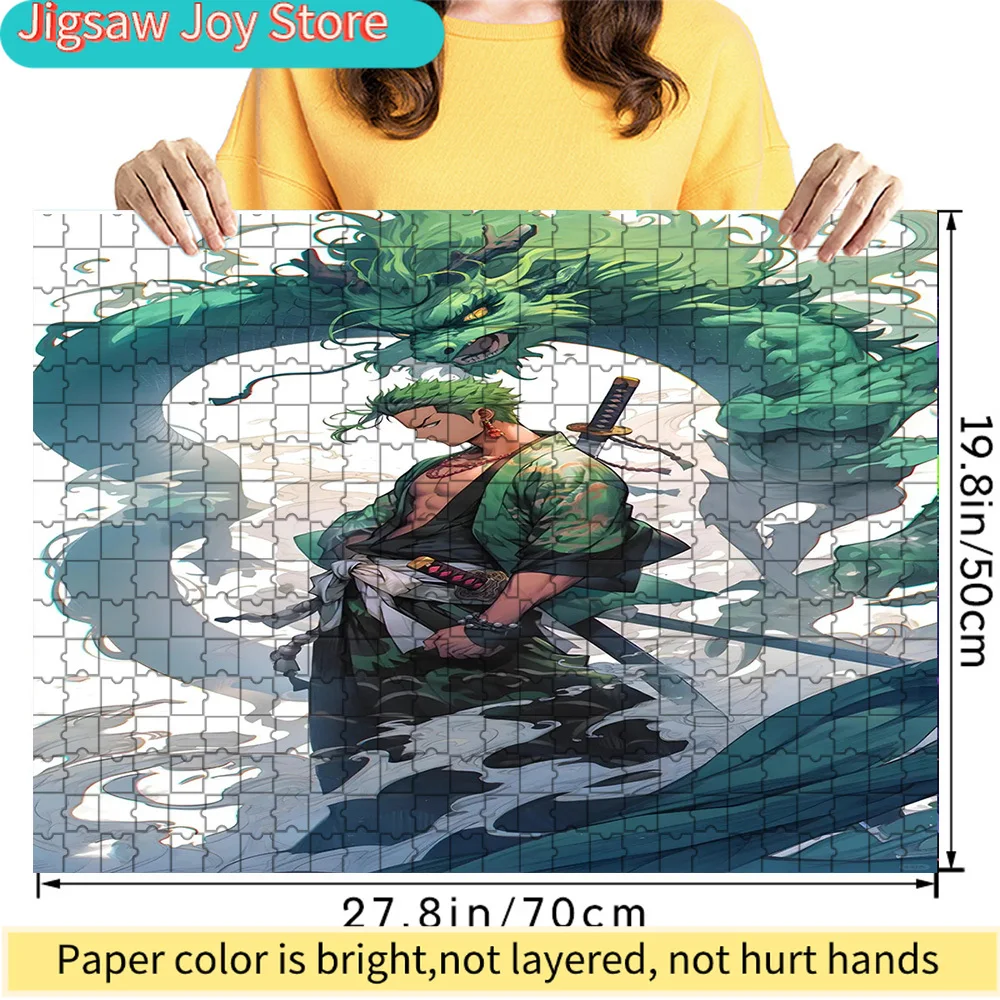 

Премиум-пазл из бумаги с изображением Ророноа Зоро из One Piece в сцене с зеленым драконом и водой, высококачественный картонный пазл для веселого семейного досуга
