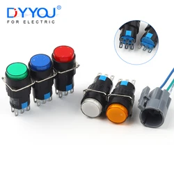 16MM Round 3/6 Pin Push Button Switch With Socket Self-Locking Self-Reset 60-500V Start Up Latching Power Switches Without Light