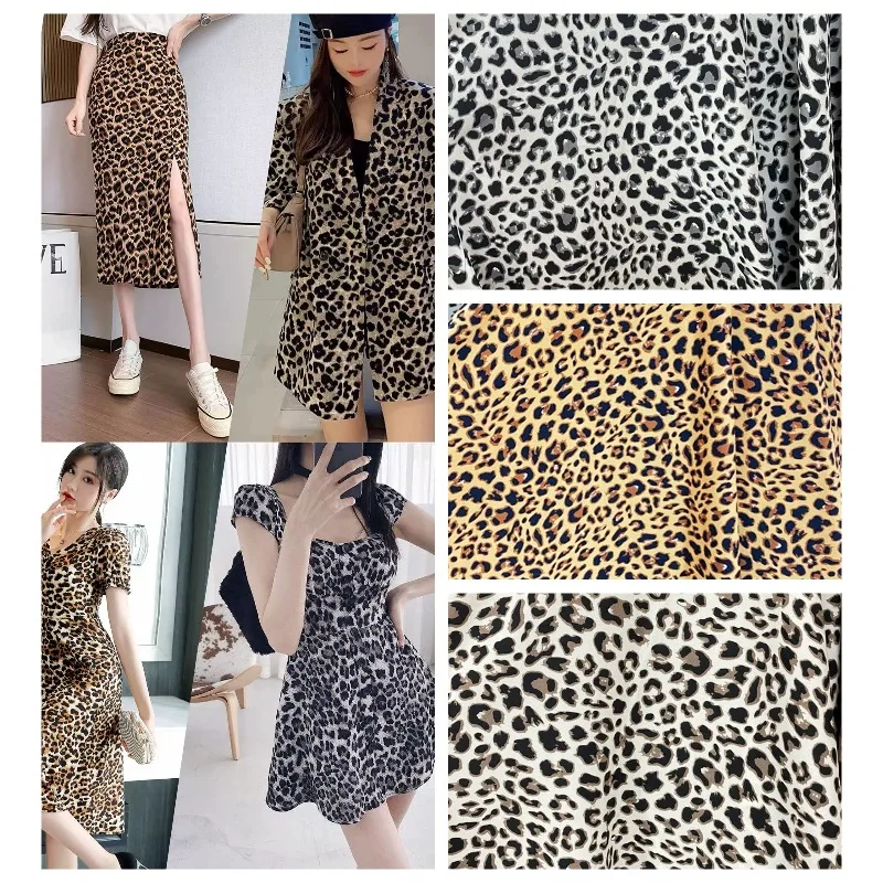 Leopard Print Fabric By The Meter for Clothing Dress Top Skirt Pants Hair Band Background Decoration DIY Sewing Cloth Soft Pink