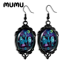 2024 New Haunted Mansion Dangle Earring Black Lace Oval Earrings Handmade Glass Dome Jewelry Gifts