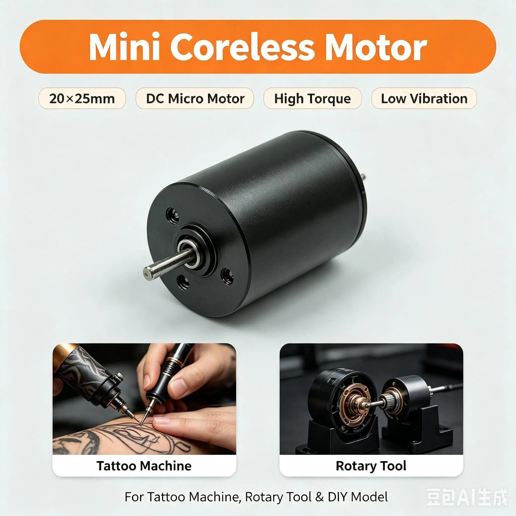 2025 20mm*25mm Mini Big Coreless Motor Replace Tattoo Motor Rotary Tattoo Machine Gun DC Micro Tattoo Engine  Accessories