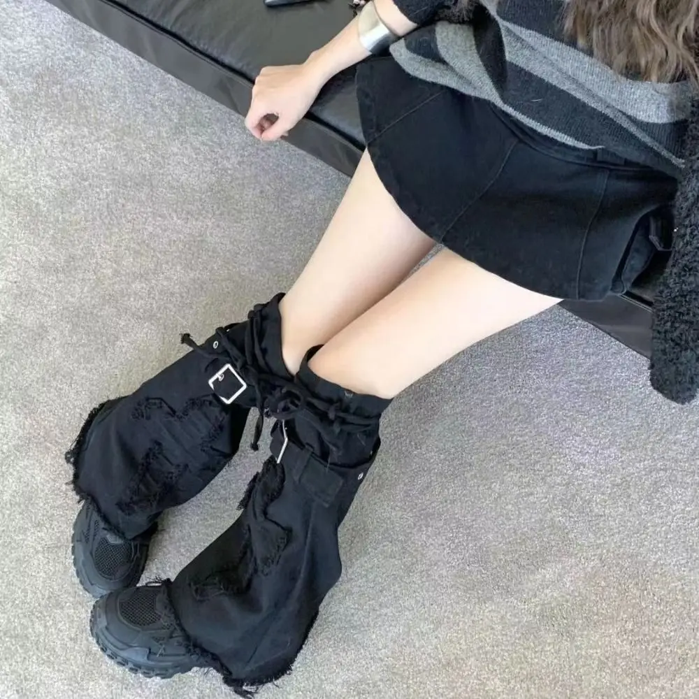Spicy Girl Y2k Leg Warmer Punk Harajuku Leg Sleeve Vintage Drawstring Strap Horn Stacked Socks