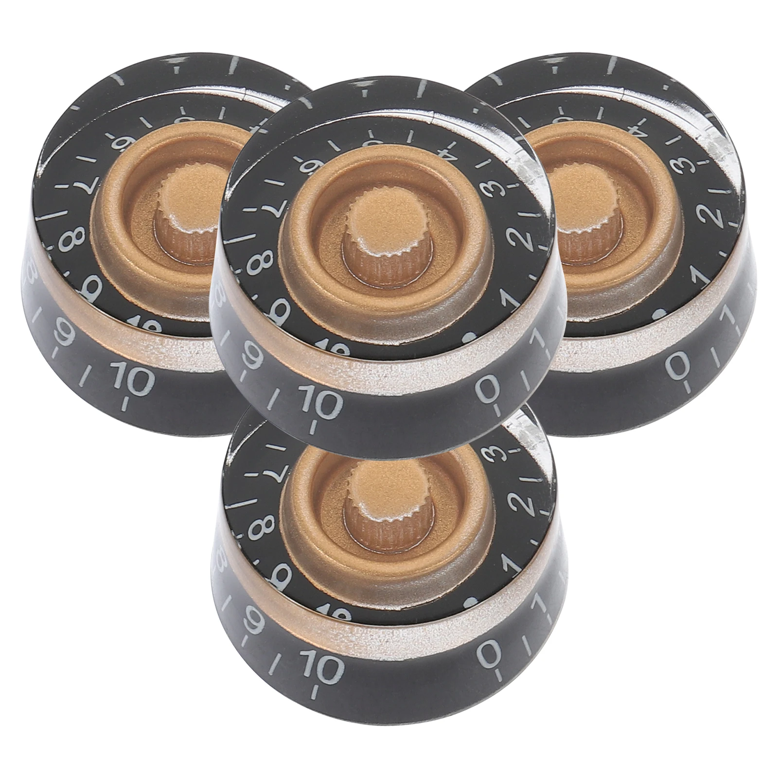 

4 Pcs Electric Guitar 4-piece Set Reflector Knobs Black Pointer Control Knurled for Volume