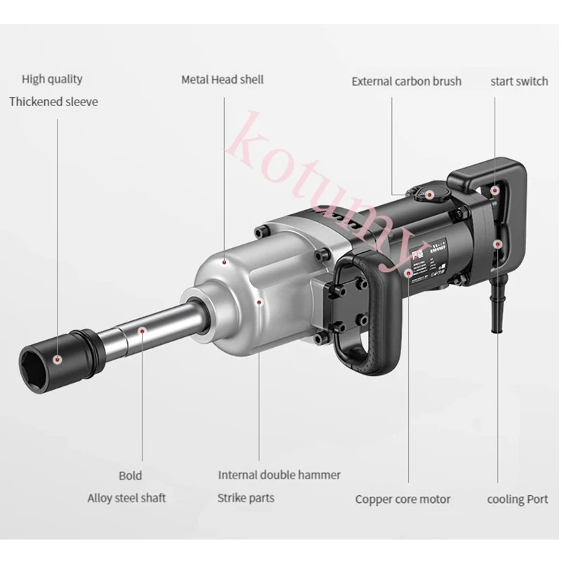 New 220V Electric Wrench High Power Impact Wrench High Torque Socket Tool Heavy Electric Jackhammer