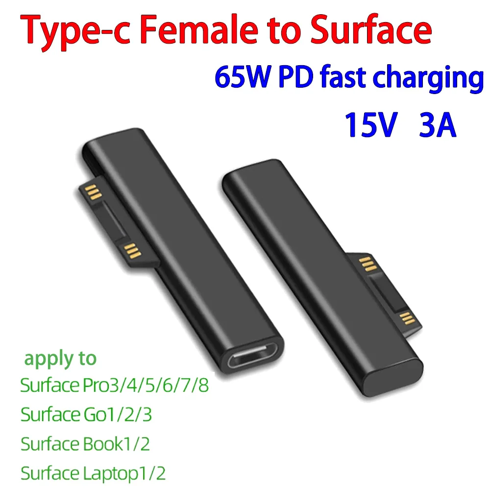 

65W 15V 3A PD Fast Charging USB C Power Supply For Microsoft Surface Pro X 8 7 6 5 4 3 Go Book Converter Charger For Microsoft