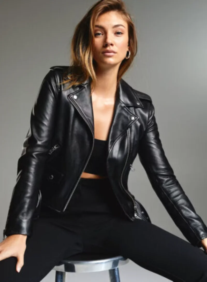 Black Women Leather Jacket Genuine Lambskin New Handmade Stylish Casual Biker Genuine Leather Jacket