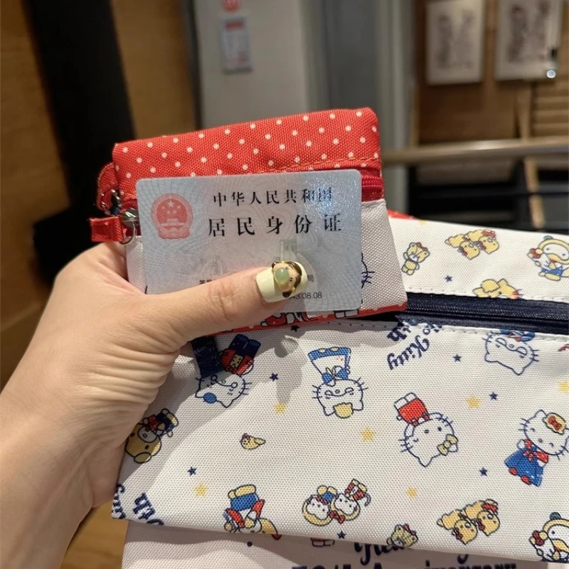 sanrio cute cartoon certificate bag multi-function 3 pieces hello kitty coin wallet file storage bagportable washing and rinsing