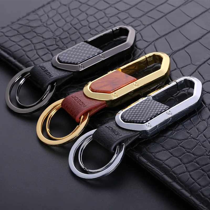 Luxury Brand Leather Men Keychain Black Clasp Creative DIY Keyring Holder Car Key Chain For Men Jewelry Gift K4878