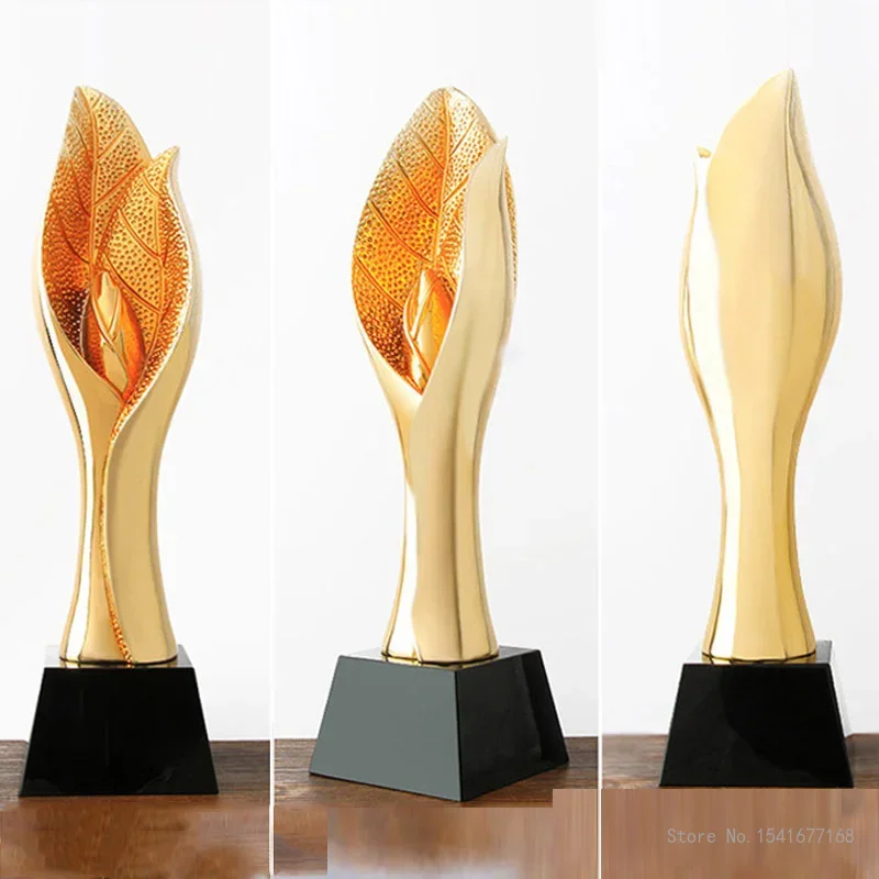Customized Leaf Resin Trophy, Gold Cup, Champion Sports, Educational Props, Excellent Souvenir Reward, Home Decoration, 1Pc