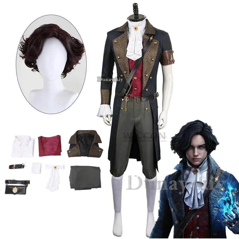 

Lies Of P Cosplay Costume wig Adult Male Jacket Pants Fantasy RolePlay Medieval Uniform Halloween Carnival Party Disguise Suit