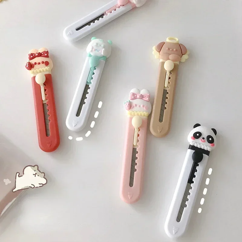 1 Piece Mini Cute Knife Kawaii Cartoon Animal Box Cutter Small Portable Scrapbook Paper Cutter Letter Opener Student Supplies