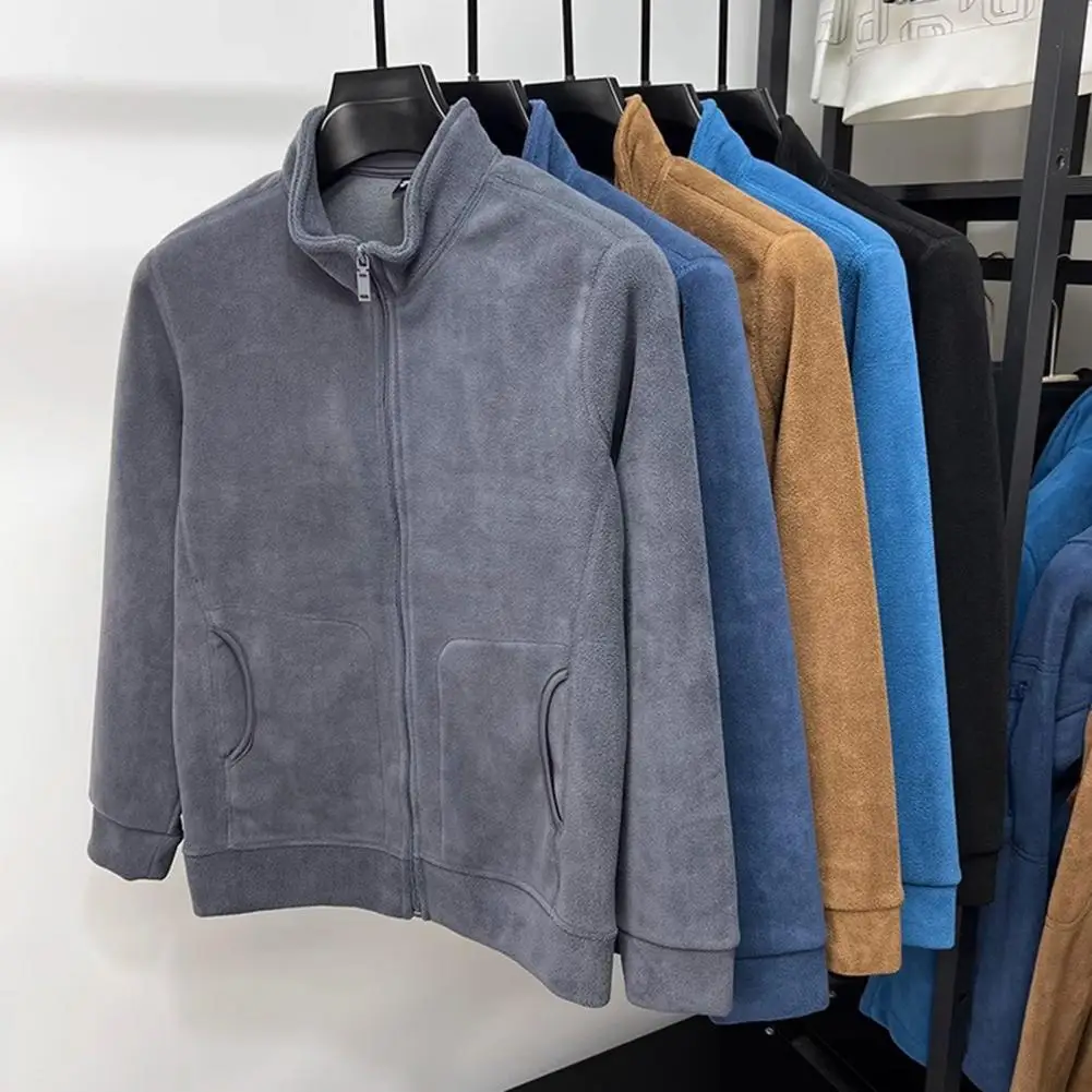 High Quality Thicken Warm Fleece Jacket for Men Zipper Neck Pullover Men's Sweatshirt Soft Shell Mens Jacket