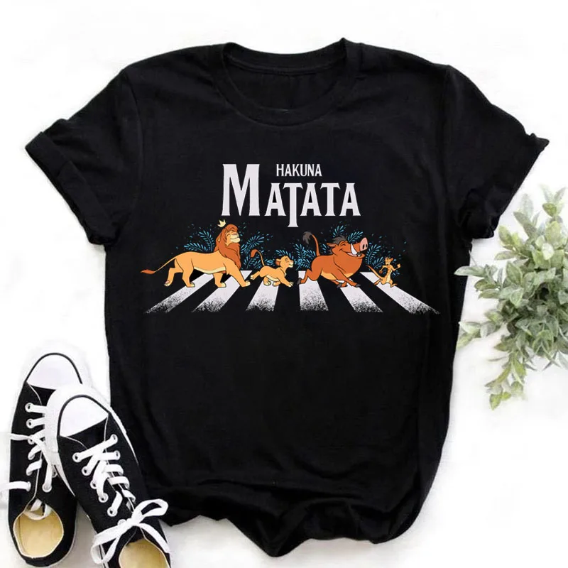 Lion King Women's T-Shirts MATATA Harajuku 2023 Summer Kawaii Girls Short Sleeves Tshirt Y2k Clothes Top Streetwear