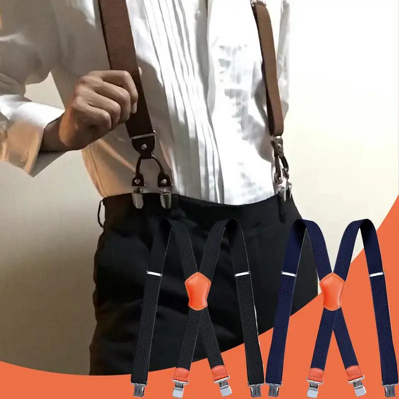 Mens Dress Suspenders Elastic Straps Stretchy Clip-On Suspenders Jean Suspenders Comfortable Work Braces For Women Men