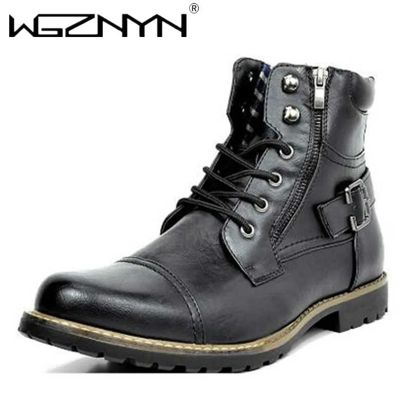 2025 Men Metal Double Zipper Motorcycle Boot Men Leather Britain Ankle Boots Botas Tacticas Hombre Militar Zapatos Para Hombres