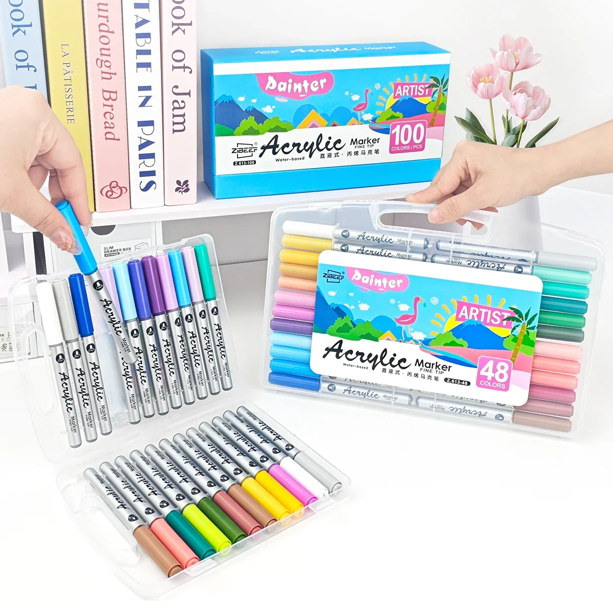 12/24/36/100 Colors Acrylic Paint Marker Pen Sets Ideal for Artists. Use on Rock Painting, Glass, Ceramic, Fabric, DIY Cards