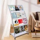 4-Tier Newspaper Magazine Display Rack Book Shelf Floor-Standing Storage Rack