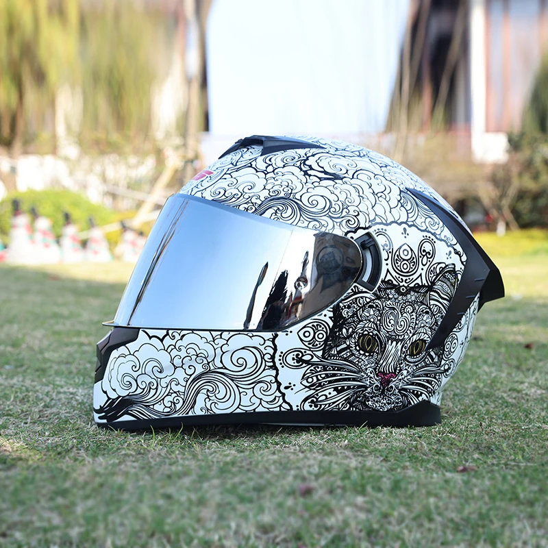 

Motorcycle helmet, men's and women's dual lens couple street bike full helmet, personality prone racing helmet