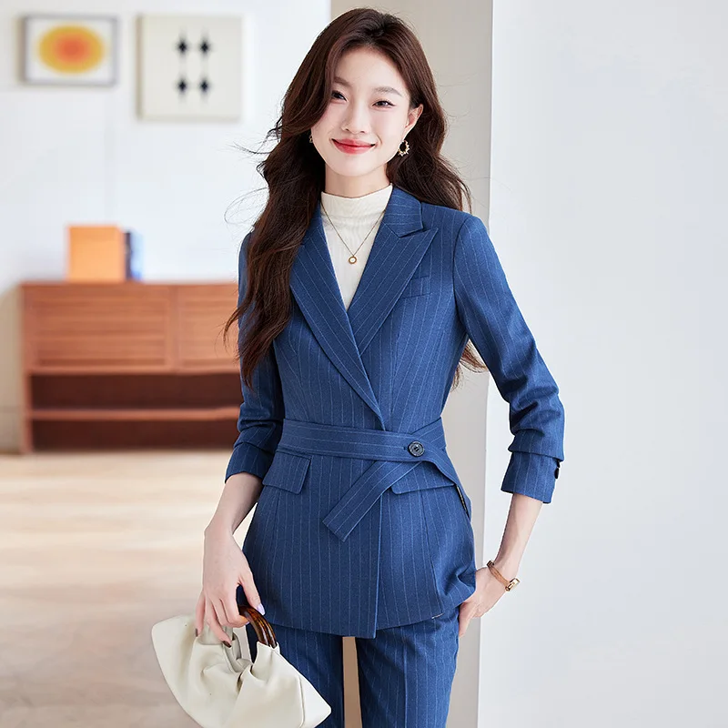 Striped Suit Women's Autumn and Winter New Suit Professional Work Clothes Women's Elegant Workplace High-Grade Suit Jacket