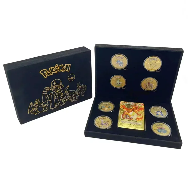 Pokemon Gift Box Set Metal Commemorative Coins Pikachu Gold Coins Silver Coins Children\'s Collection Toys The Best Birthday Gift