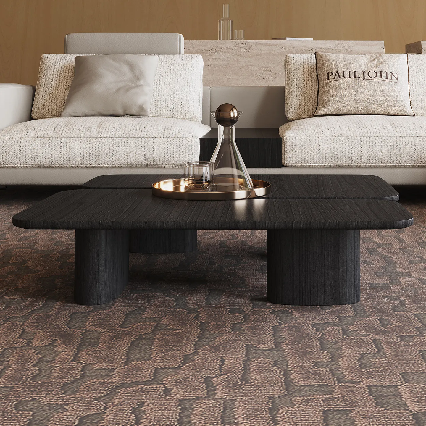 

#% Coffee Table Square Solid Wood Italian Style Light Luxury Minimalist For Living Room Modern Splicing Combination SGM1011