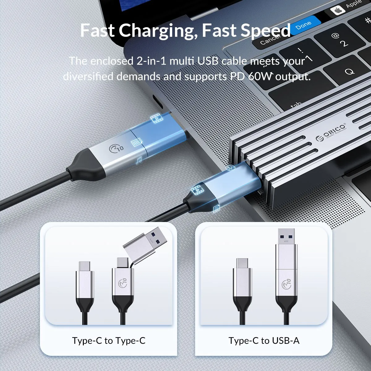 ORICO Upgraded Aluminum Alloy M2 NVMe SSD Enclosure 10Gbps PCIe Type C M.2 SSD Case M Key Solid State Drive Case Support UASP