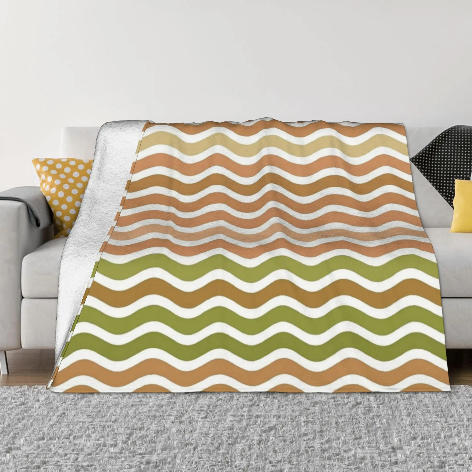 

Colorful Waves Lines Coral Fleece Plush Throw Blanket Wavy Blankets for Sofa Couch Lightweight Thin Quilt