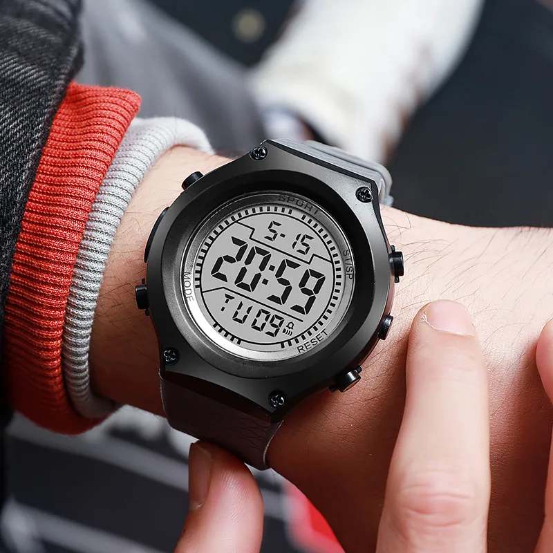 Multi color contrasting circle simple electronic watch light multifunctional student watch men's watch