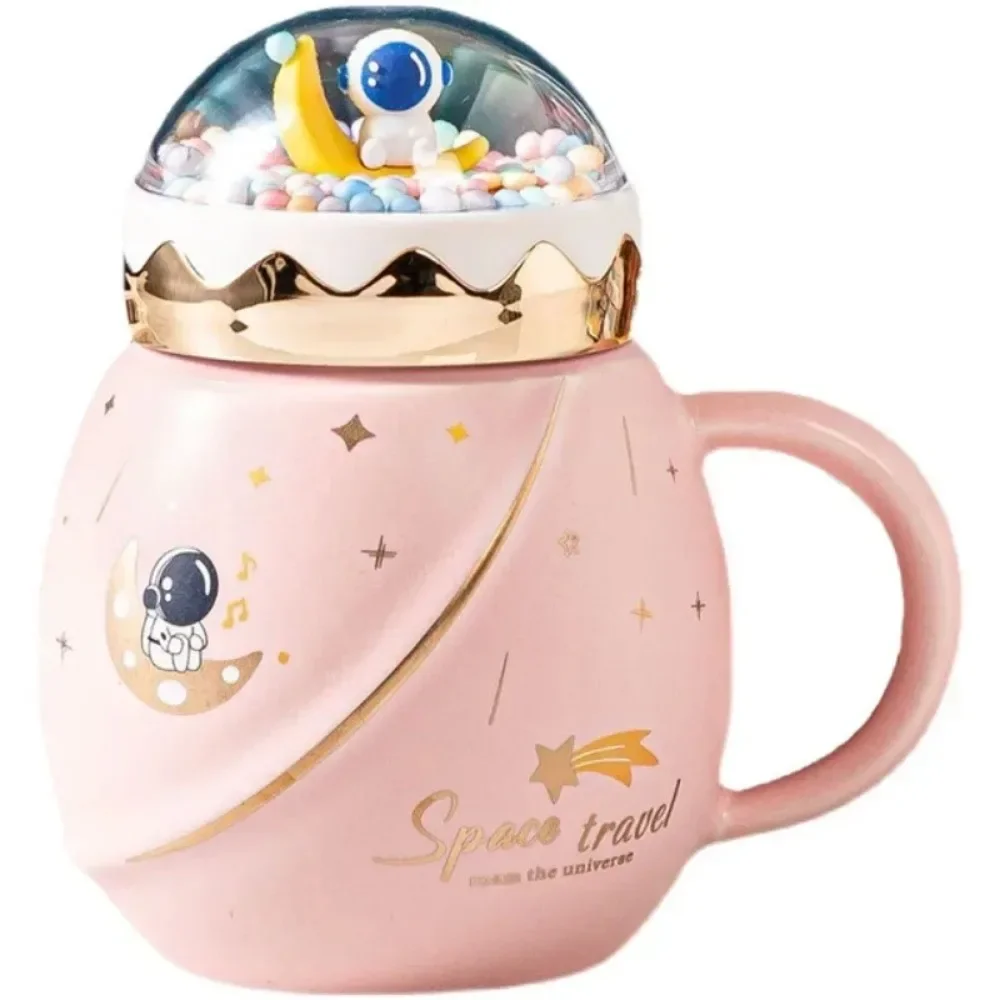 Astronauta série caneca espacial com tampa colher, cerâmica casal água copo, menina dom conjunto, namorado