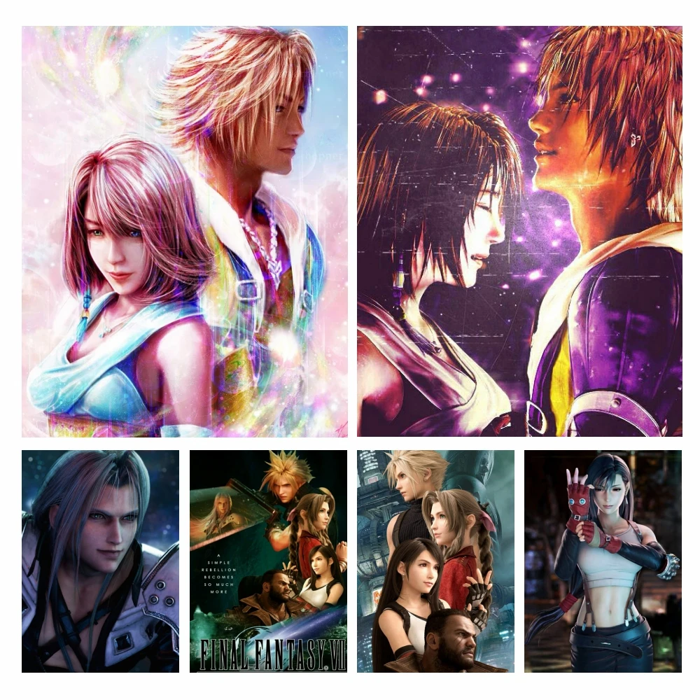 5D Full Diamond Painting Final Fantasy Game Portrait Tidus Yuna Tifa Mosaic Rhinestone Embroidery  Wall Art Cross Stitch  Decor