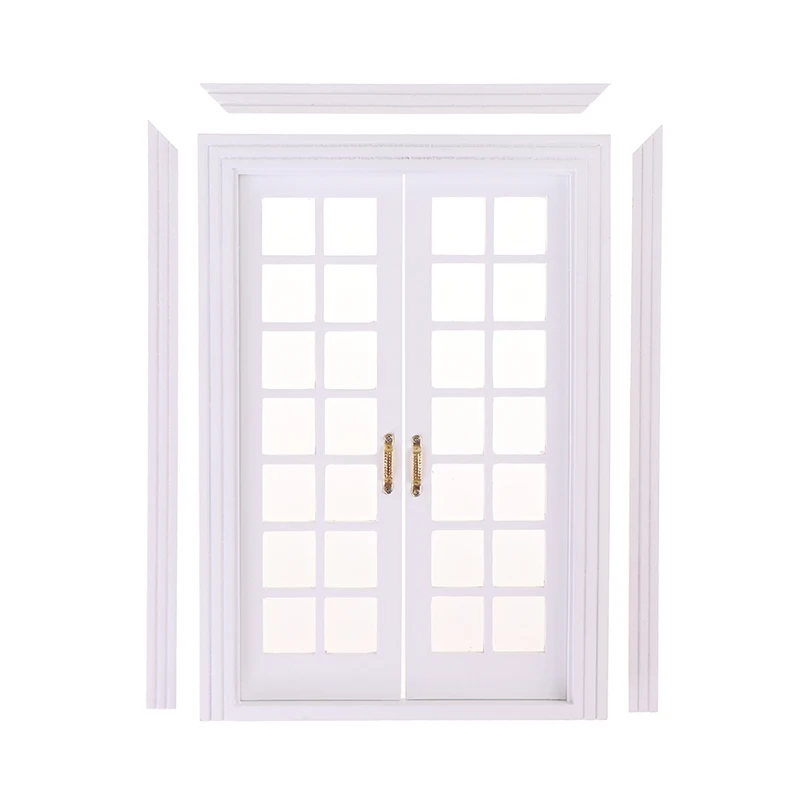 White Color Dollhouse Miniature 1:12 Window Door Doll House Accessories Window Hollow Out DIY Mini Dollhouse Furniture Dropship