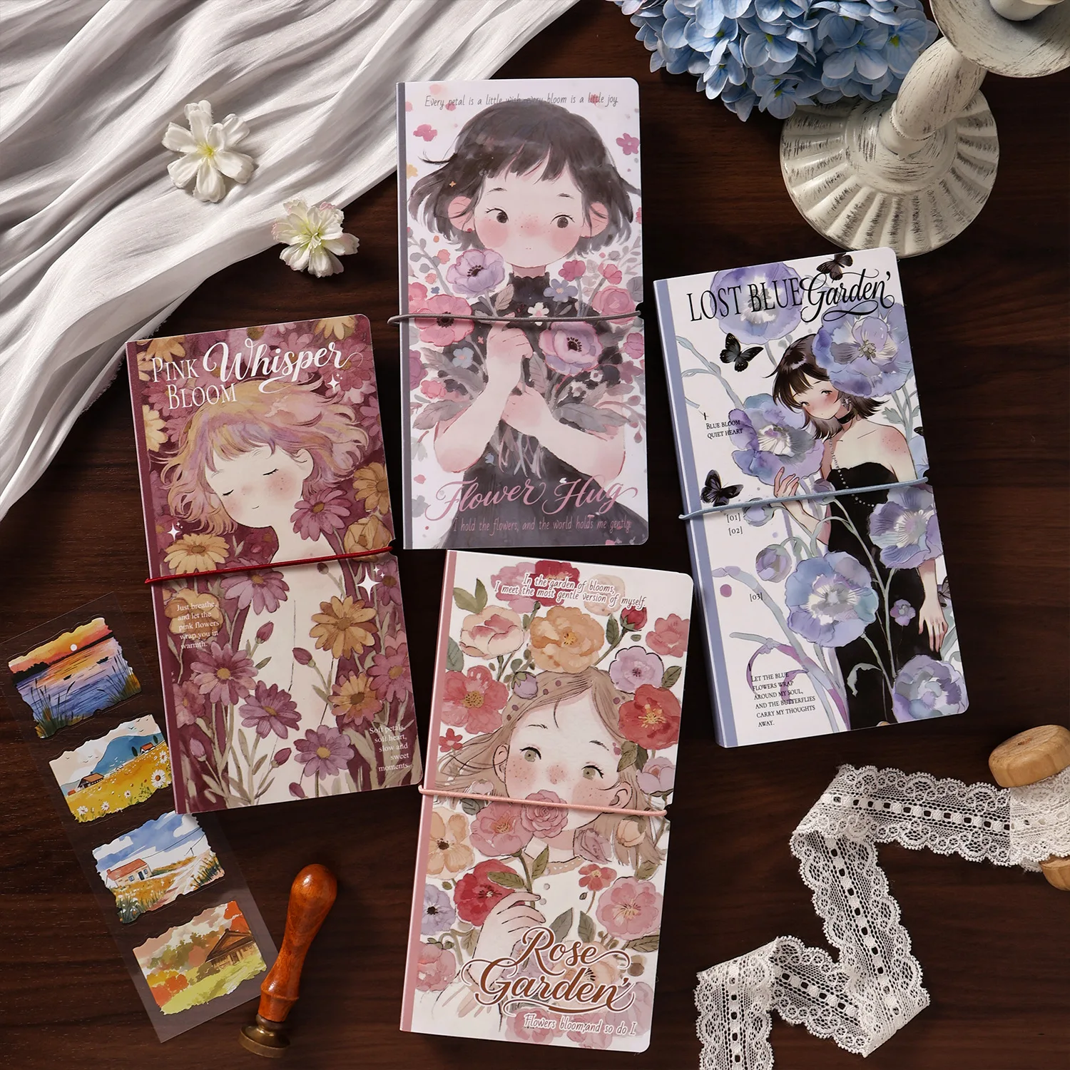 Cute Girl Flower Cover Transparent Storage Album Creative DIY Journal Material Collage Student Supplies Stationery