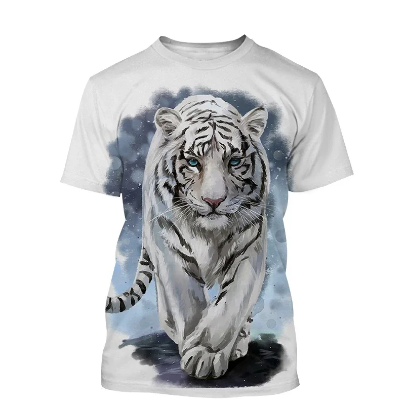 

Футболка унисекс, модная Повседневная рубашка с 3D-принтом тигра и белого тигра, уличная одежда в стиле Харадзюку, для мужчин и женщин