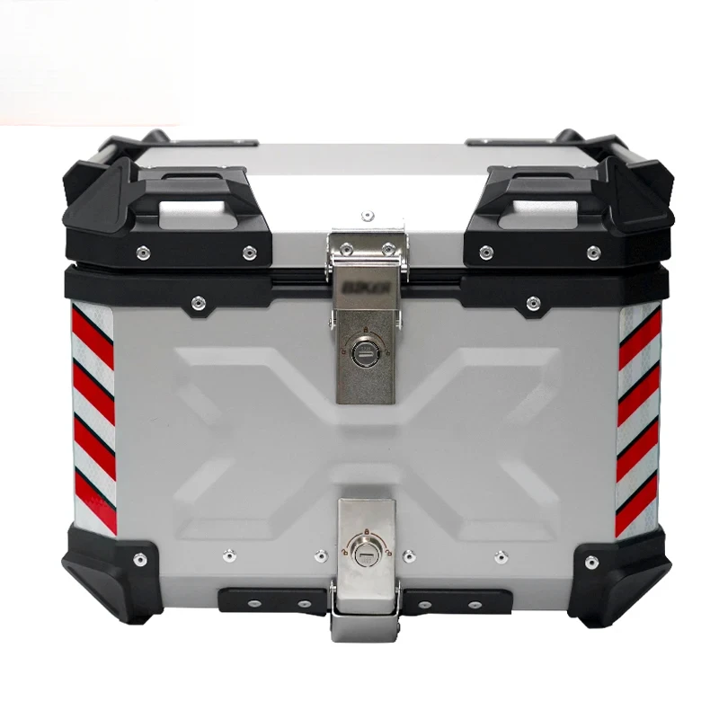 55L Sier+Black Anti-Shake Aluminium Top Case for Motorcycles Waterproof Moto Trunk Alloy Lage Box Tail Bo