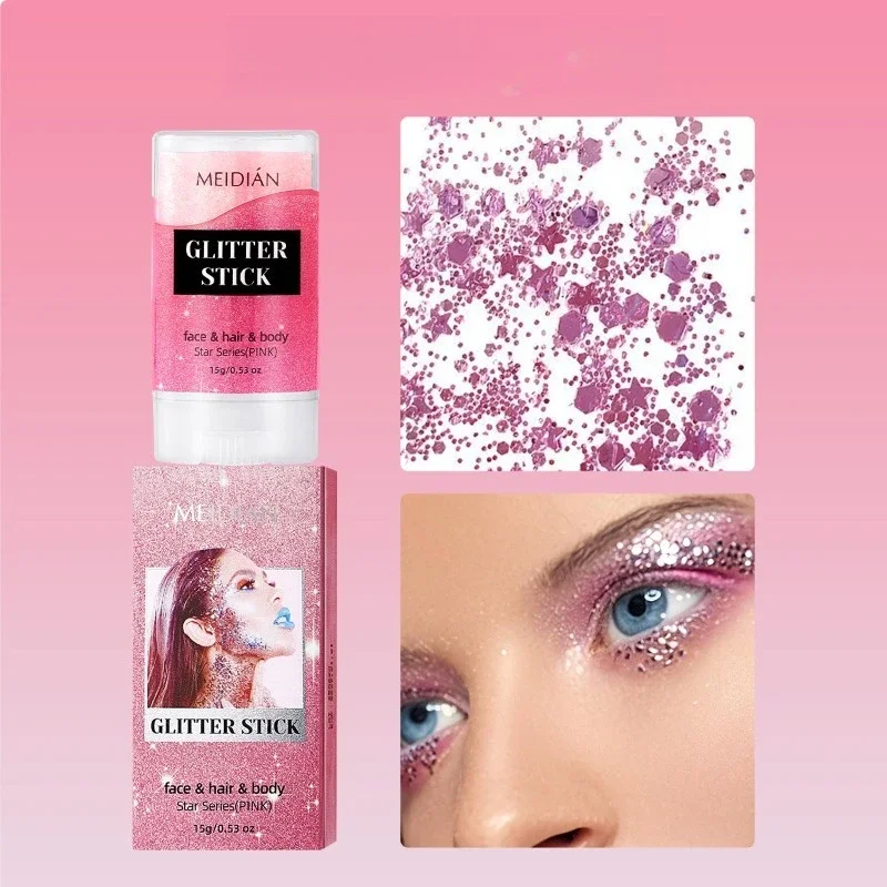 Multi Colored Glitter Stick Body Glitter Long-lasting Color Fixing Suitable for Hair Face and Body Creating A Shiny Makeup Look