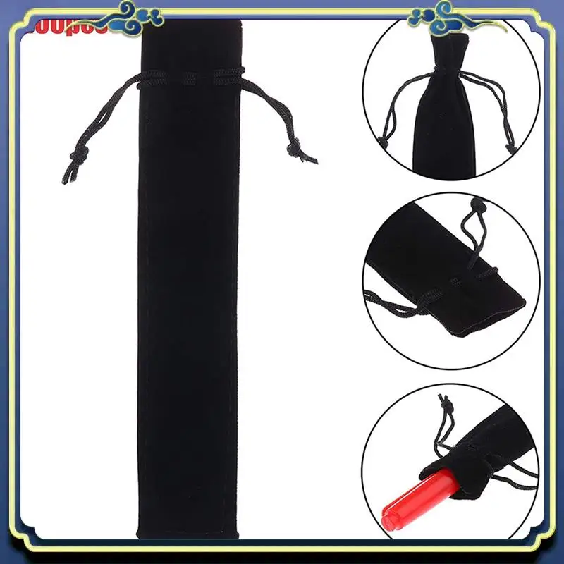 

Portable 200Pcs Velvet Pen Pouch Black Drawstring Bag Single Pen Holder Packaging Sleeve For School Office Business Gift