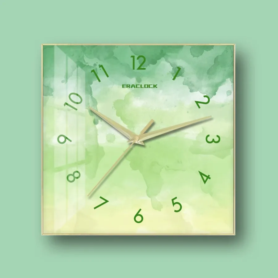 Number Living Room Wall Clock Decoration Hand Round Home Wall Clock Pieces Elegant Gift Art Modern Green Duvar Saati Room Decor