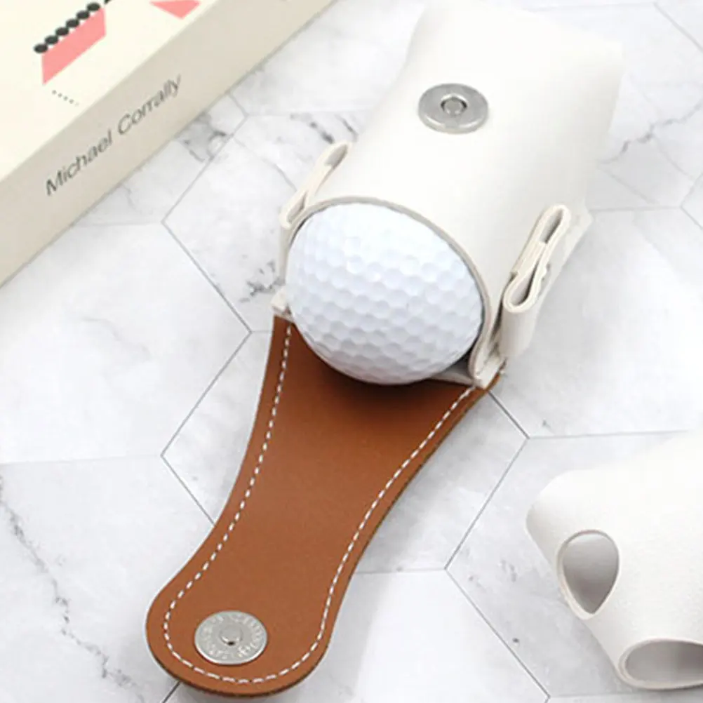 

Elastic Premium PU Golf Ball Bag Golfing Ball Storage Holder Waist Pack Convenient Button Closure Reusable Compact Golf Supplies