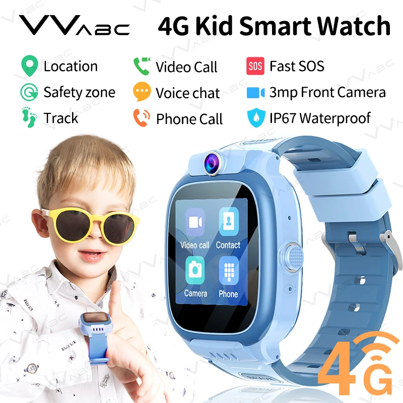 Reloj inteligente 4G para niños, localizador con tarjeta SIM, cámara, GPS, videollamada SOS, llamada telefónica, Chat de voz, batería de larga