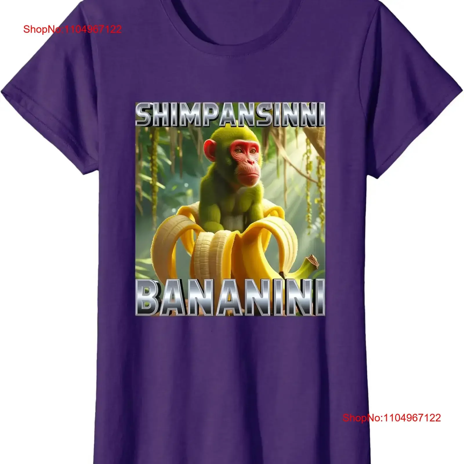 Shimpansinni Bananini mono plátano italiano Meme camiseta de cuello redondo para mujer vintage lavado homme ligeramente versátil suave