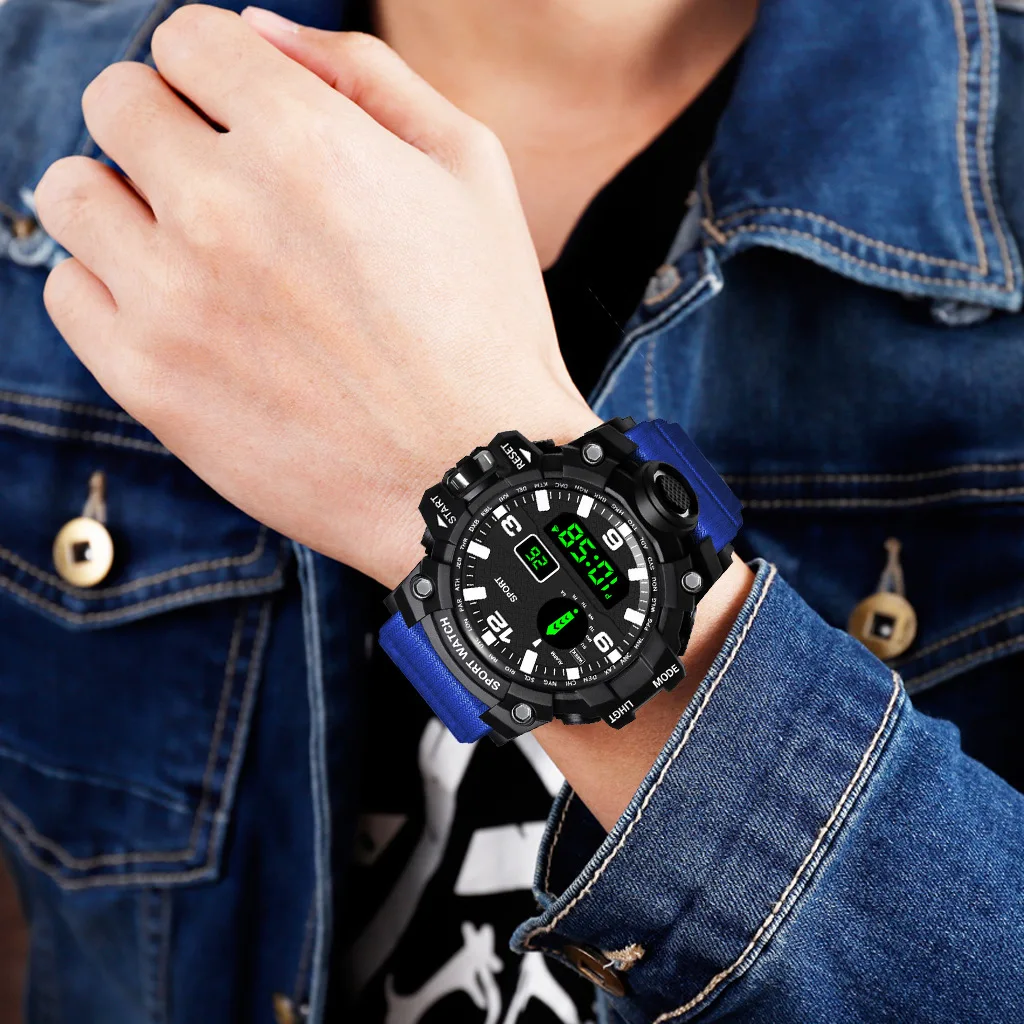 Reloj deportivo YIKAZE, relojes digitales LED para hombre, reloj militar multifunción, Esfera Grande, reloj electrónico deportivo resistente al agua para hombre