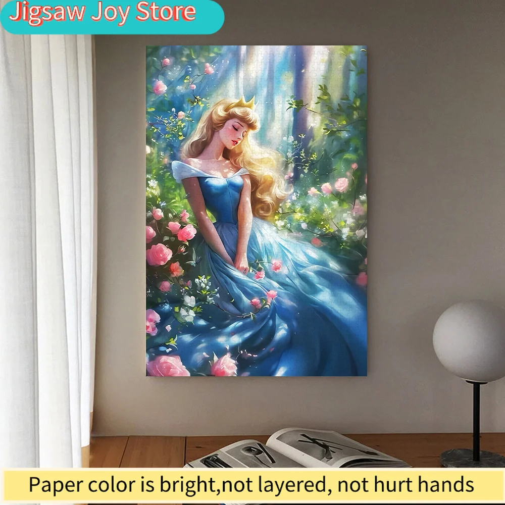 

1000pcs Beauty and the Beast Jigsaw Puzzle - Belle in Blue Dress & Floral Forest Scene, Extra Large 29.52x19.69 Inch (74x50cm)