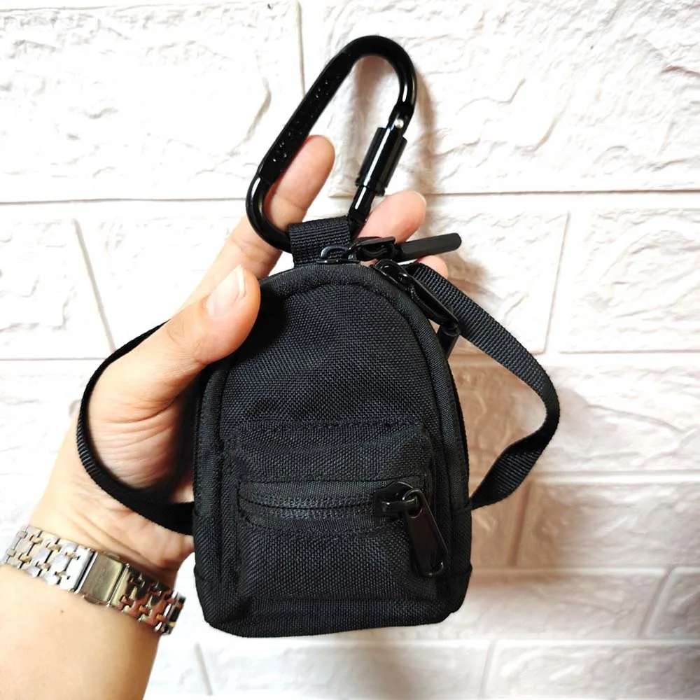 

Portable Square Hanging Neck Coin Purse Casual Zipper Bag Oxford Cloth Mini Wallet Grey with Lanyard Small Card Holder Men