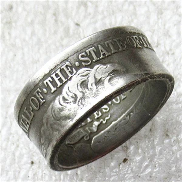 

US 1918 Head HALF DOLLAR Commemorative Silver Plated Coin Ring Handmade In Sizes 7-12