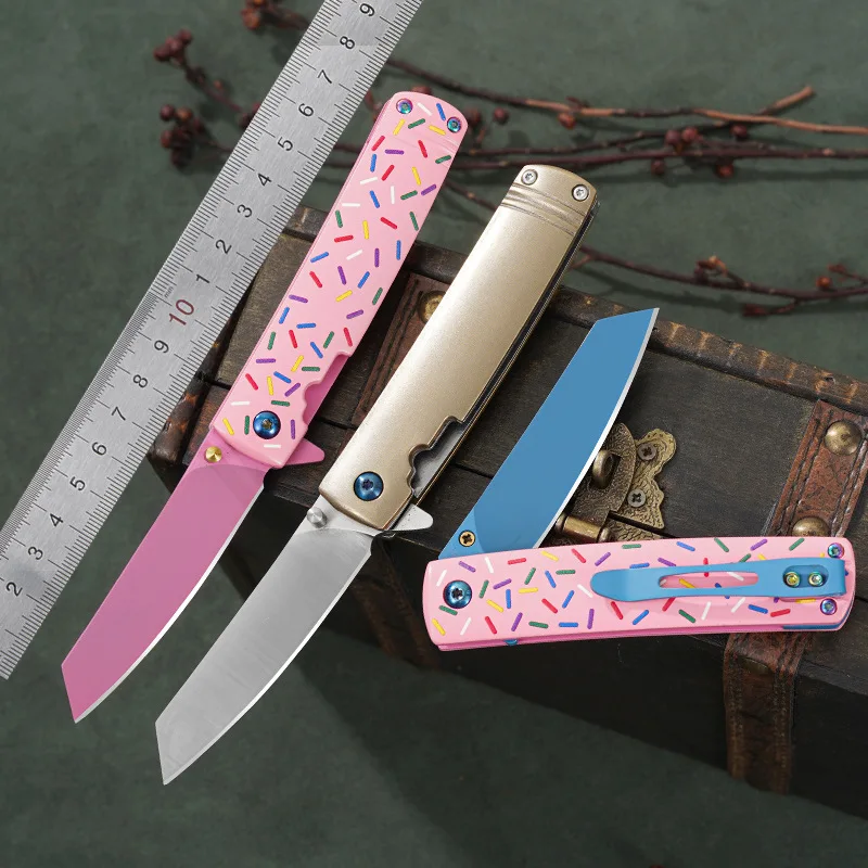 

Self-defense Portable Donut Folding Outdoor Camping Outdoor Knife Steel Handle Survival Tactical Fruit Utility Knives EDC Tools