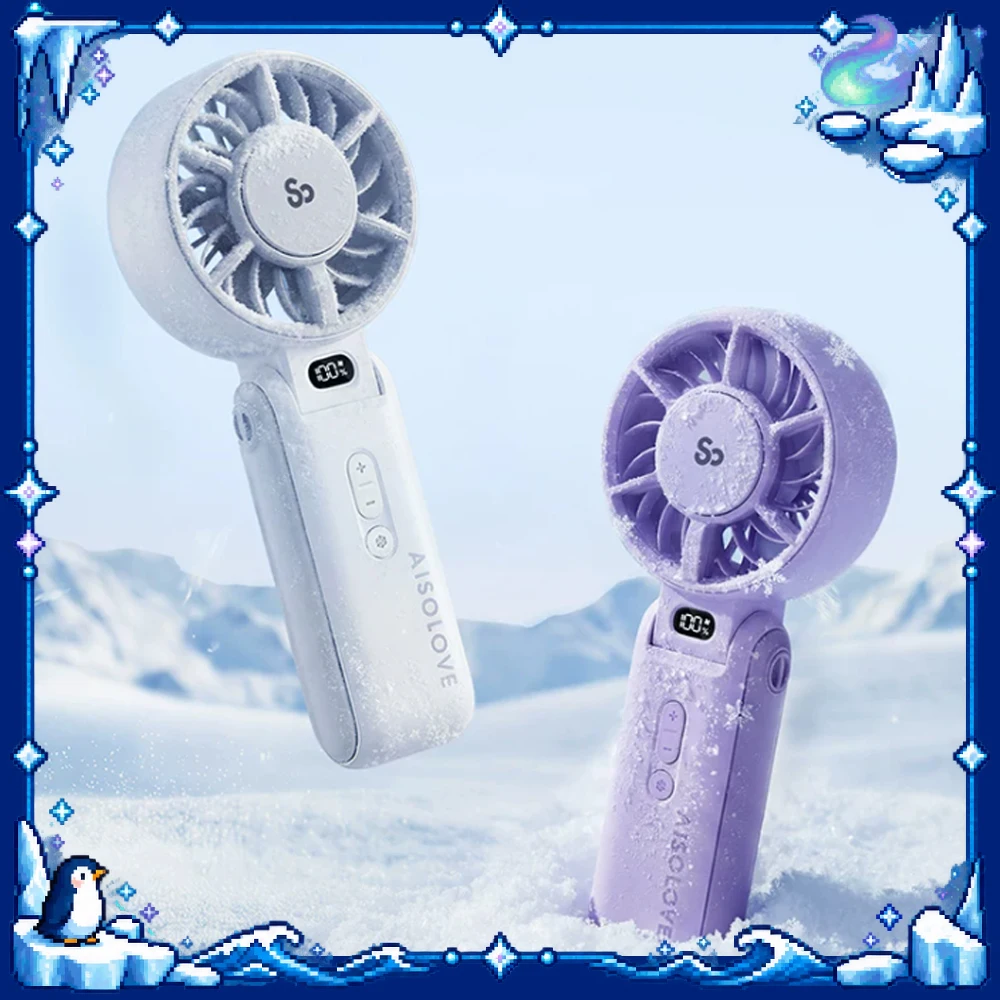 Aisolove F23 Handheld Fan Portable Ice Cooling Rechargeable 100 Speed 26H Long Battery Quiet Desktop Fan Multiple Color Options