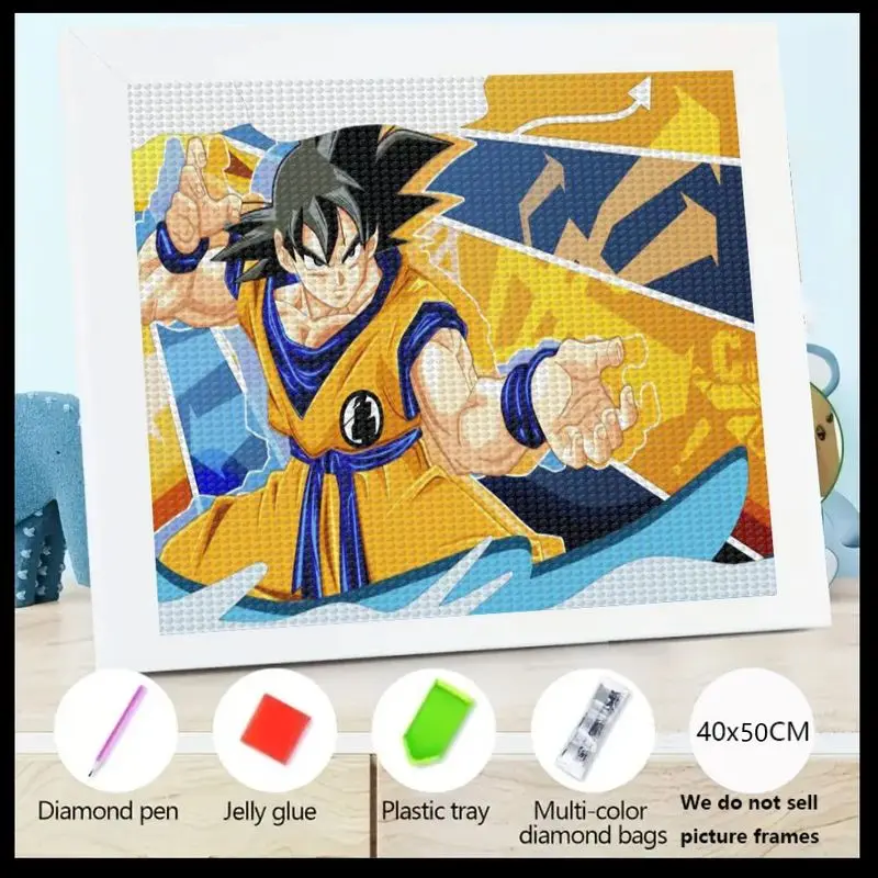 

1 шт. Dragon Ball Z Goku Dynamic Power 5D Full Drill Набор для алмазной живописи, DIY Аниме Манга Герой Персонаж Художественное ремесло, сверкающий крик
