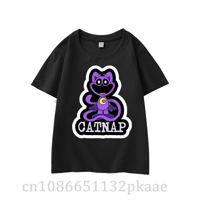 Smiling Critters Cat Nap Children's T-shirts Summer Cotton Kids Short Sleeves Boys Girls Casual Fashion Shirts Sportswear Tops